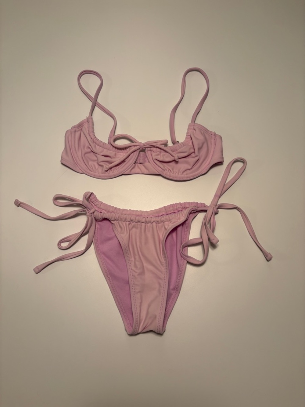 Lilac Pink Tie-Side Bikini Set